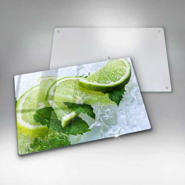 Steklena podloga za rezanje Limetina meta in led