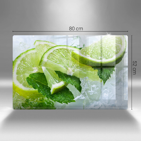 Steklena podloga za rezanje Limetina meta in led
