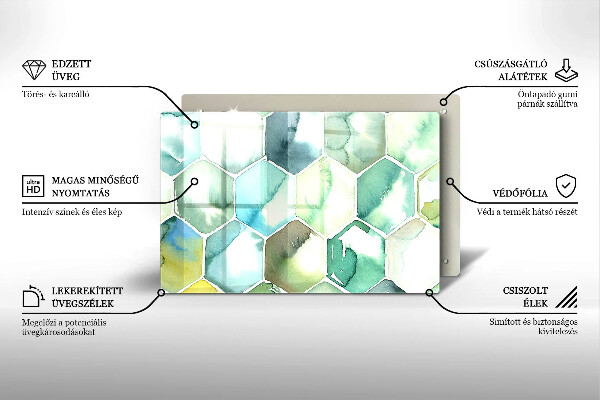 Steklena podloga za rezanje Akvarelni šesterokotniki