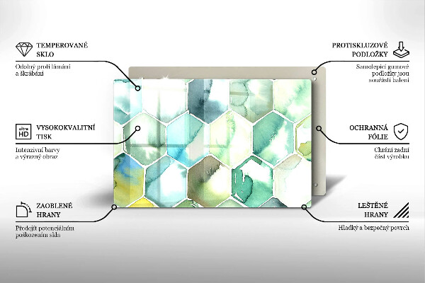 Steklena podloga za rezanje Akvarelni šesterokotniki