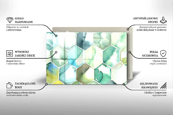 Steklena podloga za rezanje Akvarelni šesterokotniki