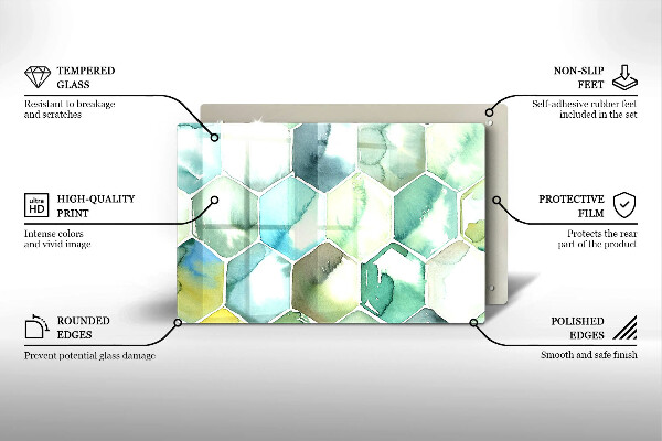 Steklena podloga za rezanje Akvarelni šesterokotniki
