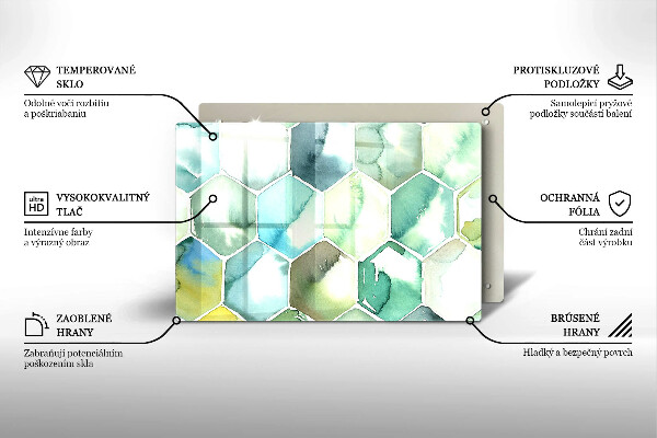Steklena podloga za rezanje Akvarelni šesterokotniki