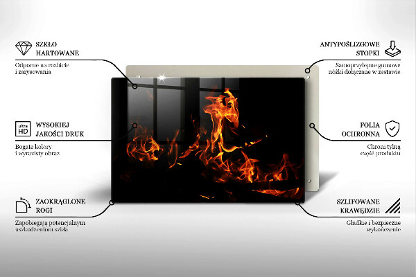 Steklena podloga za rezanje Prižgi živi plamen