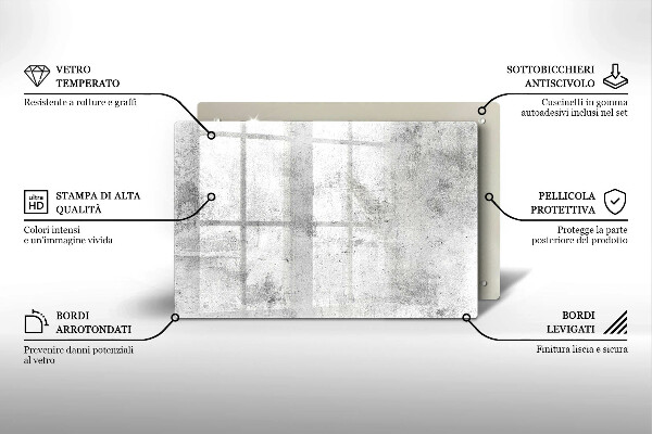 Steklena podloga za rezanje Tekstura betona