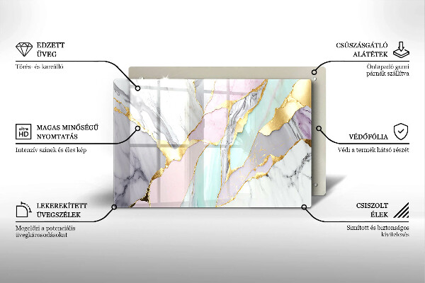 Steklena podloga za rezanje Pastelni marmor