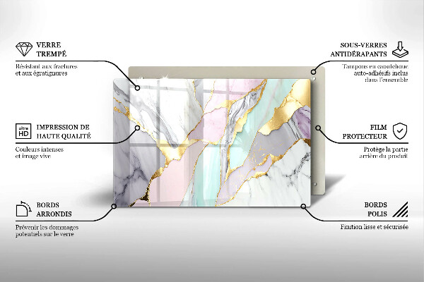 Steklena podloga za rezanje Pastelni marmor