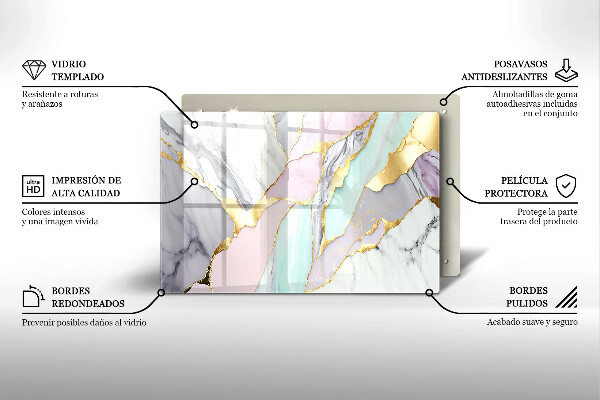 Steklena podloga za rezanje Pastelni marmor