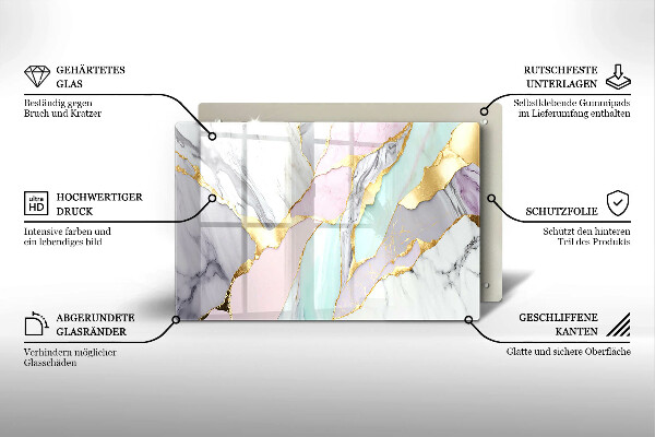 Steklena podloga za rezanje Pastelni marmor