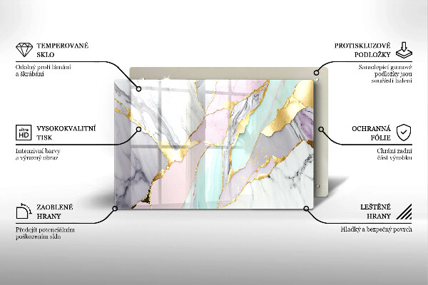 Steklena podloga za rezanje Pastelni marmor