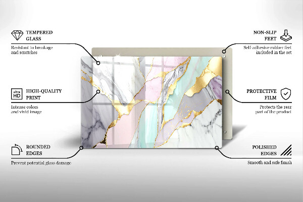 Steklena podloga za rezanje Pastelni marmor