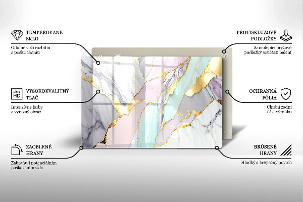 Steklena podloga za rezanje Pastelni marmor