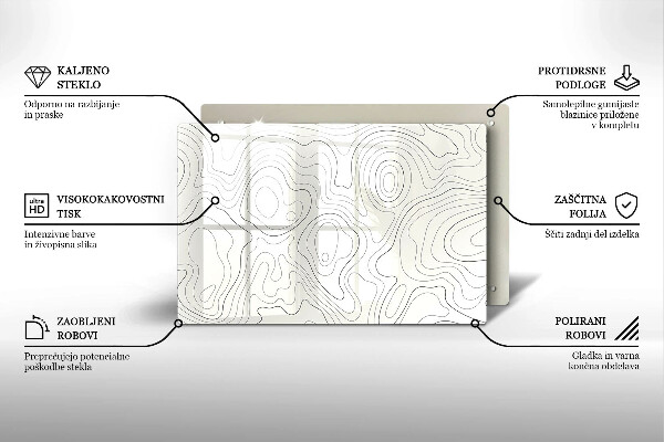 Steklena podloga za rezanje Line art design