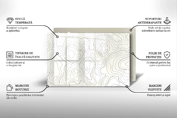 Steklena podloga za rezanje Line art design