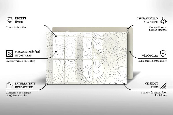 Steklena podloga za rezanje Line art design