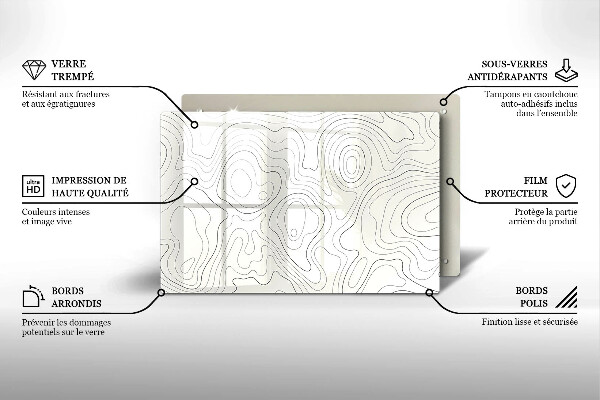 Steklena podloga za rezanje Line art design