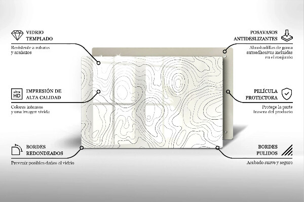 Steklena podloga za rezanje Line art design