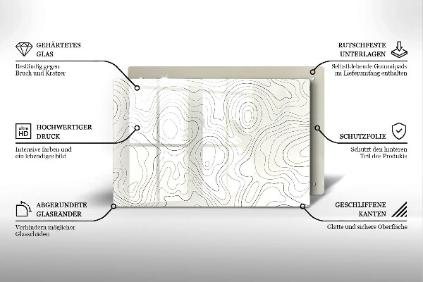 Steklena podloga za rezanje Line art design