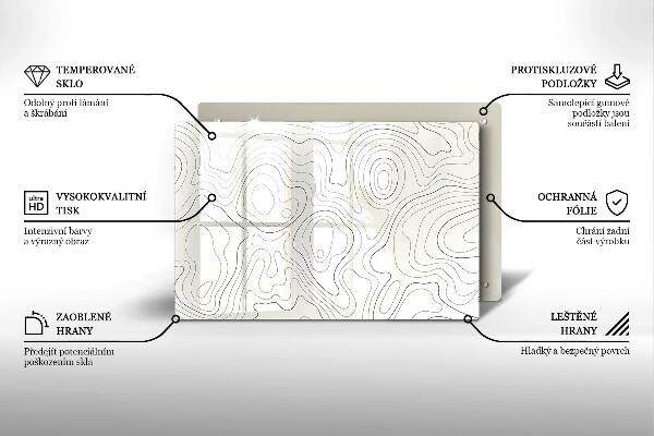 Steklena podloga za rezanje Line art design