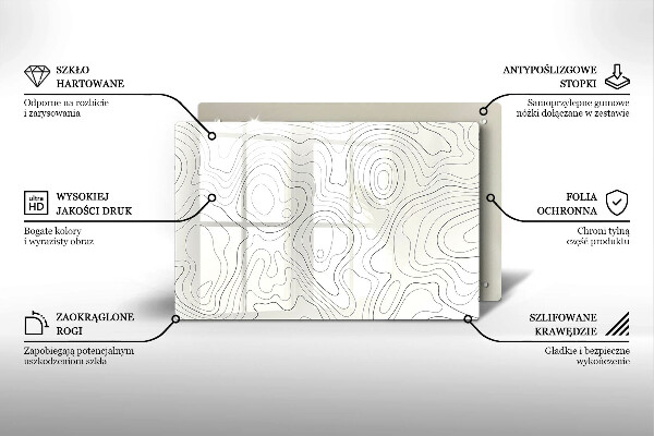 Steklena podloga za rezanje Line art design