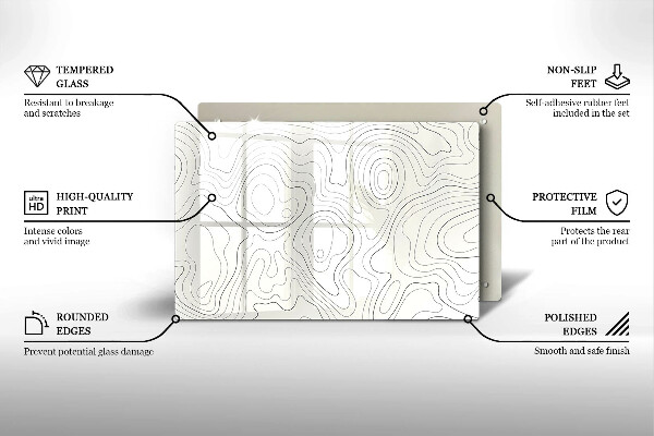 Steklena podloga za rezanje Line art design