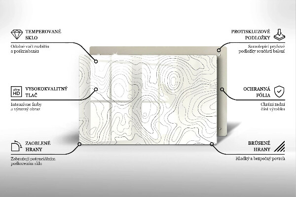 Steklena podloga za rezanje Line art design
