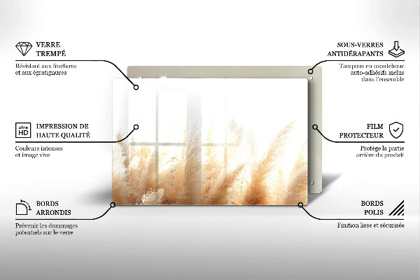 Steklena podloga za rezanje Pampaška trava