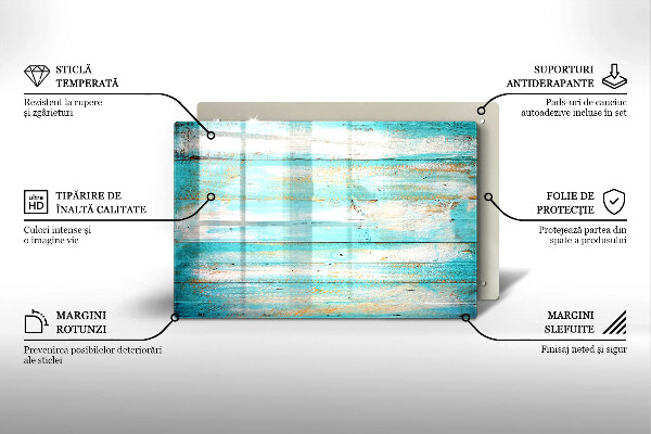 Steklena podloga za rezanje Vintage lesene plošče