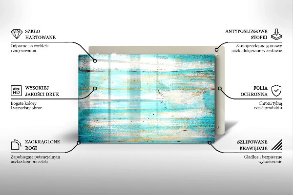 Steklena podloga za rezanje Vintage lesene plošče