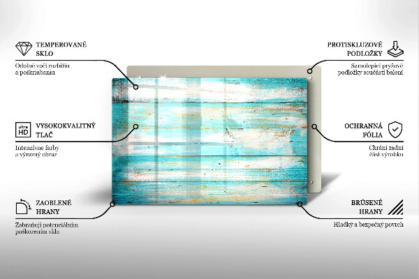 Steklena podloga za rezanje Vintage lesene plošče