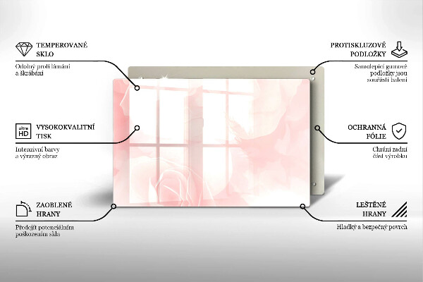 Steklena podloga za rezanje Ozadje pastelnih vrtnic