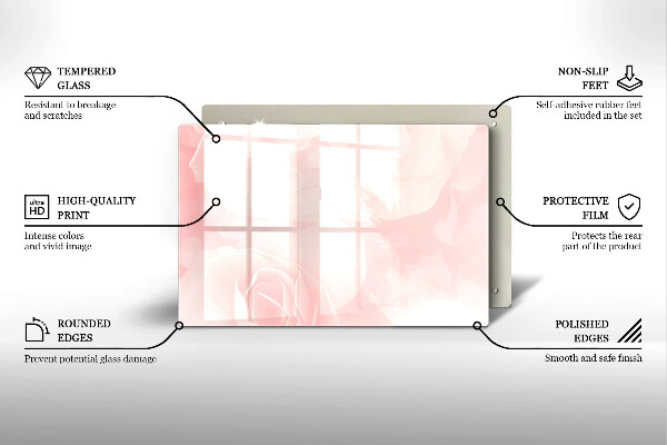 Steklena podloga za rezanje Ozadje pastelnih vrtnic