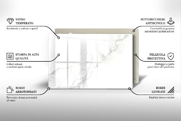 Steklena podloga za rezanje Marmorno kamnito ozadje