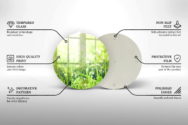 Steklena podloga za rezanje Narava - trava in rosa