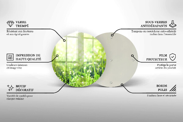 Steklena podloga za rezanje Narava - trava in rosa