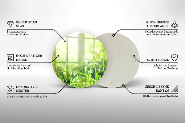 Steklena podloga za rezanje Narava - trava in rosa