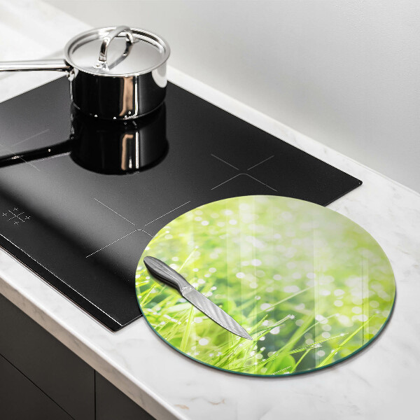 Steklena podloga za rezanje Narava - trava in rosa