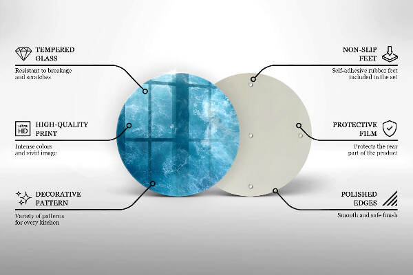 Steklena podloga za rezanje Modra voda