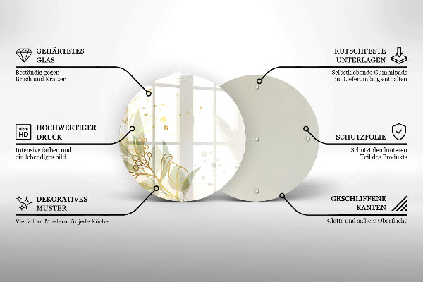 Steklena podloga za rezanje Akvarel in zlati listi