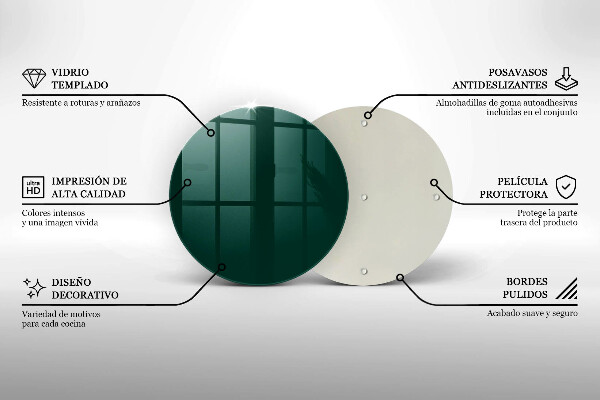 Steklena podloga za rezanje Zelena barva