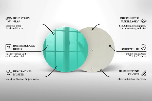 Steklena podloga za rezanje Zelena barva