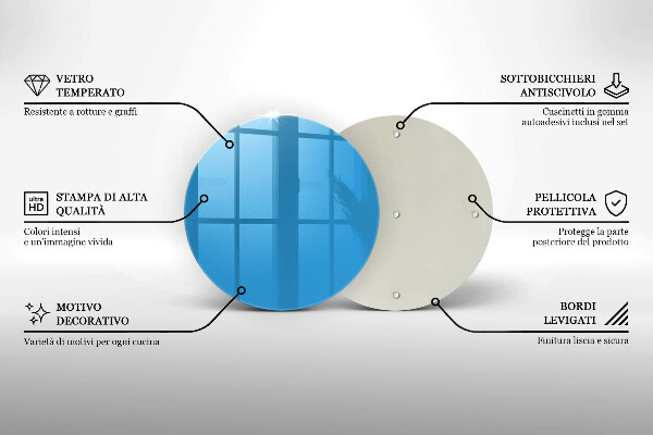 Steklena podloga za rezanje Modra barva