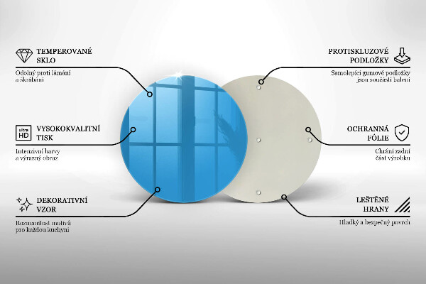 Steklena podloga za rezanje Modra barva