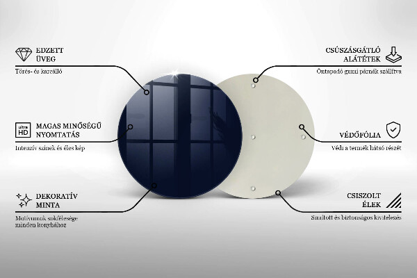 Steklena podloga za rezanje mornarsko modra