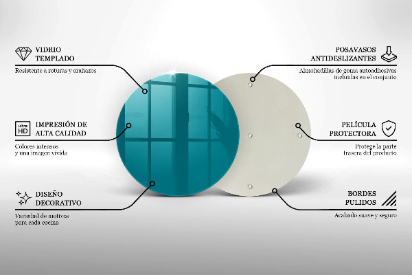 Steklena podloga za rezanje turkizna