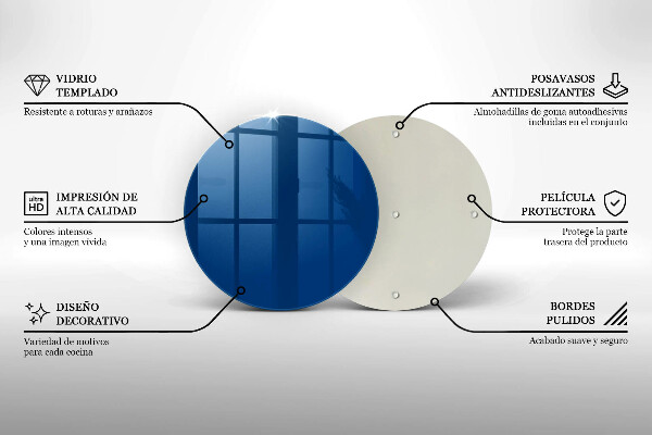 Steklena podloga za rezanje Modra barva