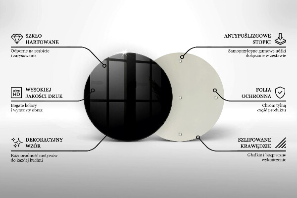 Steklena podloga za rezanje Črna barva