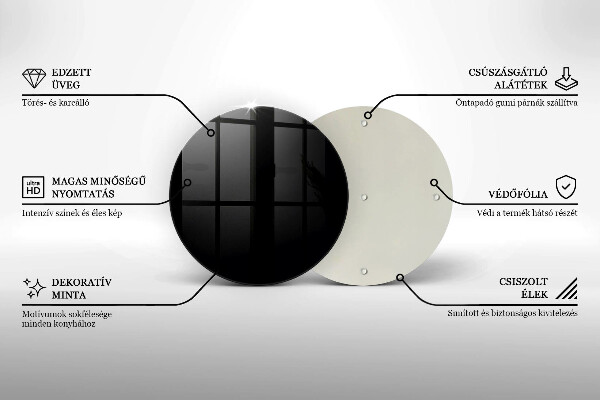 Steklena podloga za rezanje Črna barva