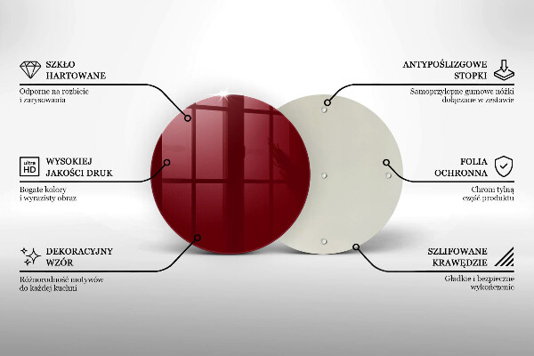 Steklena podloga za rezanje Bordo barva