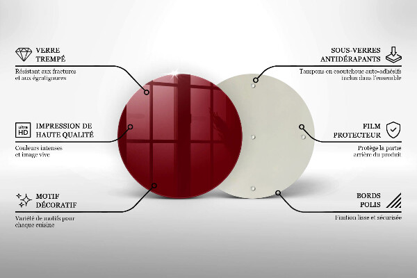 Steklena podloga za rezanje Bordo barva